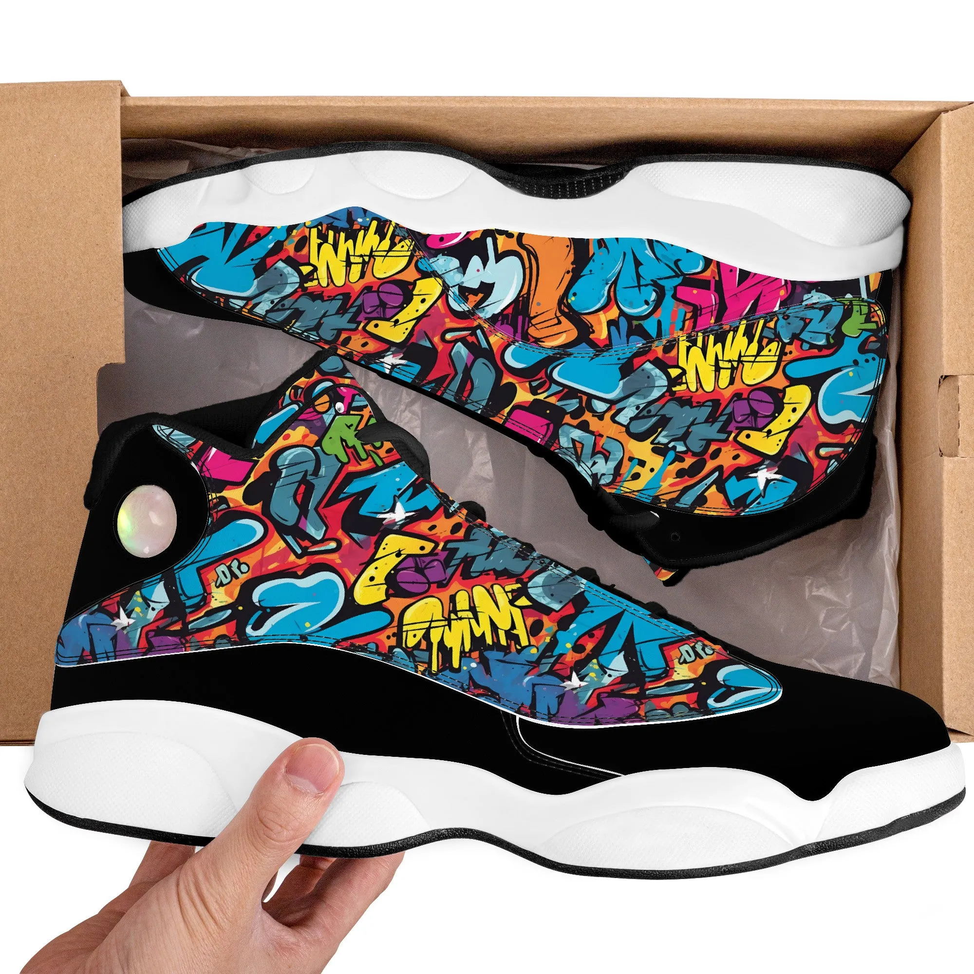 3D Abstract Graffiti Street Art High-Performance Basketball Shoes