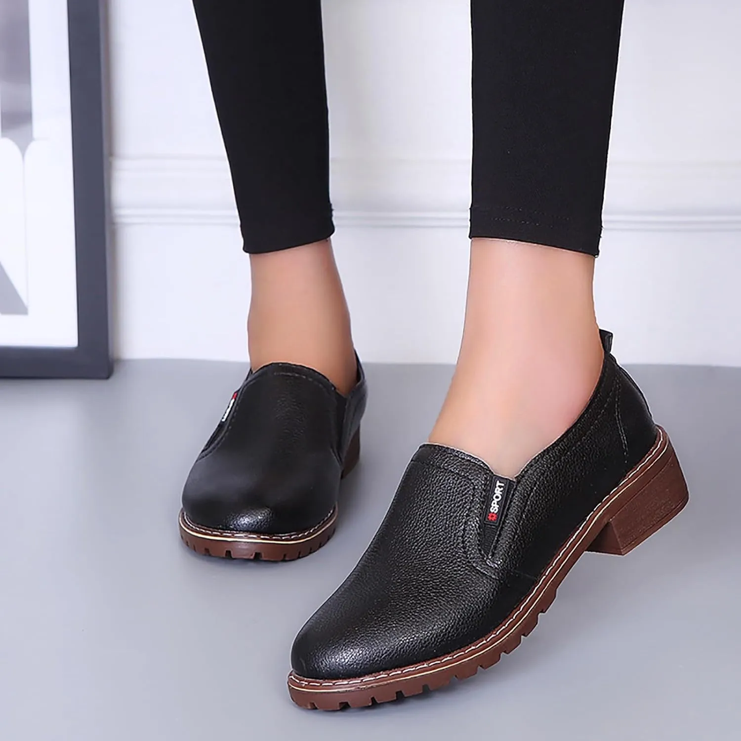 Ankle Boots for Women Platform Boots Low Chunky Stacked Heel Comfortable Round Toe booties with Side Zipper Shoes
