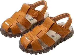 Baby Girls Boys Sandals Slip On Children's Kids Beach Flats Shoes Soft Sole Toe Crash Roman Sandals Comfort Shoes J-355 Yellow 8.5