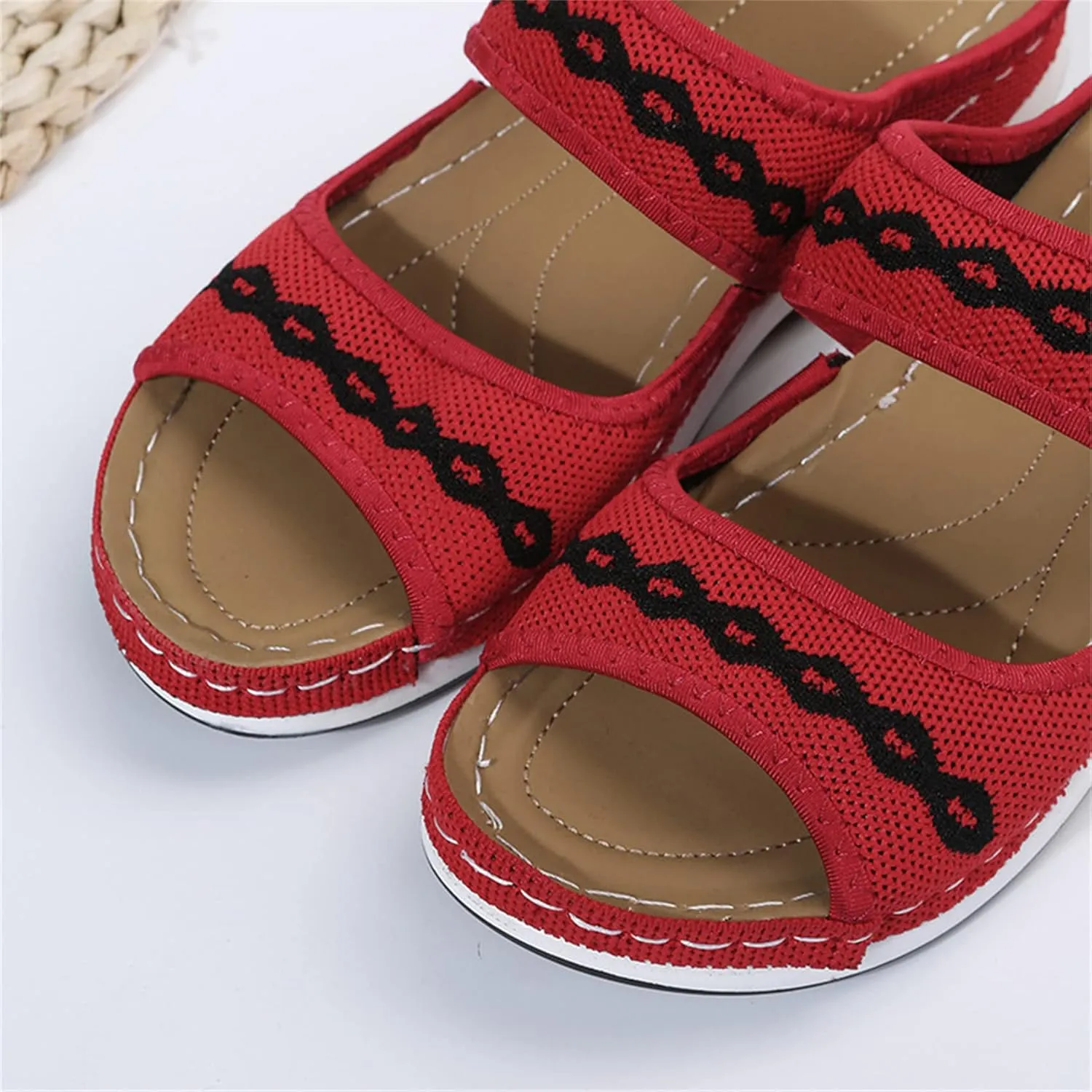 BBPM Orthopedic Sandals Women Sandals Anti-Slip Summer Casual Orthopedic Open Toe Flats Beach Orthopedic Sandals Women Plantar Fasciitis Arch Support Back,Black,EU38/US7