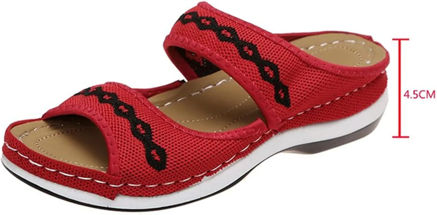 BBPM Orthopedic Sandals Women Sandals Anti-Slip Summer Casual Orthopedic Open Toe Flats Beach Orthopedic Sandals Women Plantar Fasciitis Arch Support Back,Black,EU38/US7