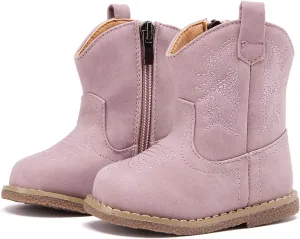 BMCiTYBM Baby Cowboy Cowgirl Boots Infant Western Boots Toddler Boys Girls Round Toe Riding Mid Calf Boots All Seasons for 6 9 12 18 24 Months