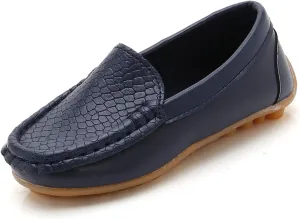 Boys Girls Leather Loafers Slip-On Texture Flat?? Boat Dress Soft Sole ??occasins School Toddler Girls Shoes Size 9