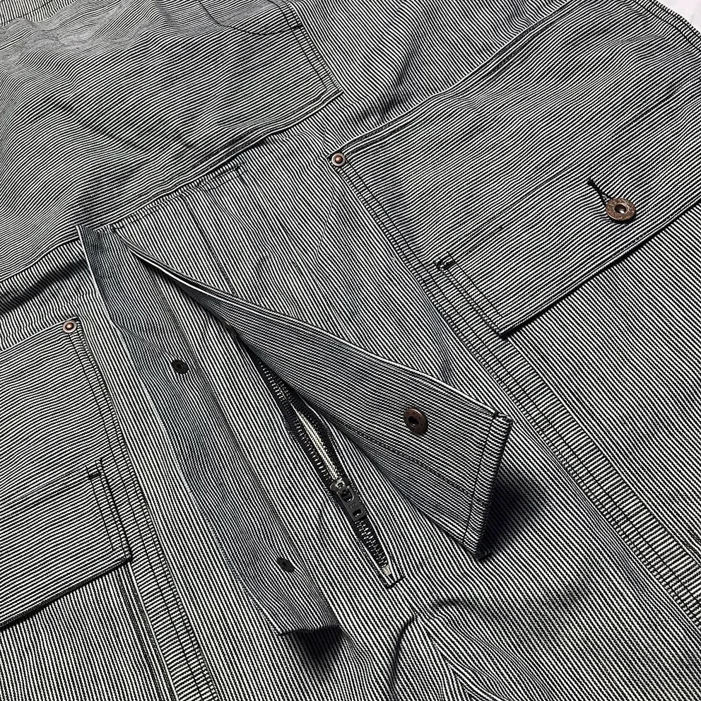 BZEN M.1099 DECKS-9P UNISEX REGULAR FIT 9 POCKET USN INSPIRED DENIM OVERALLS-11.5oz-E0 INDIGO STRIPES