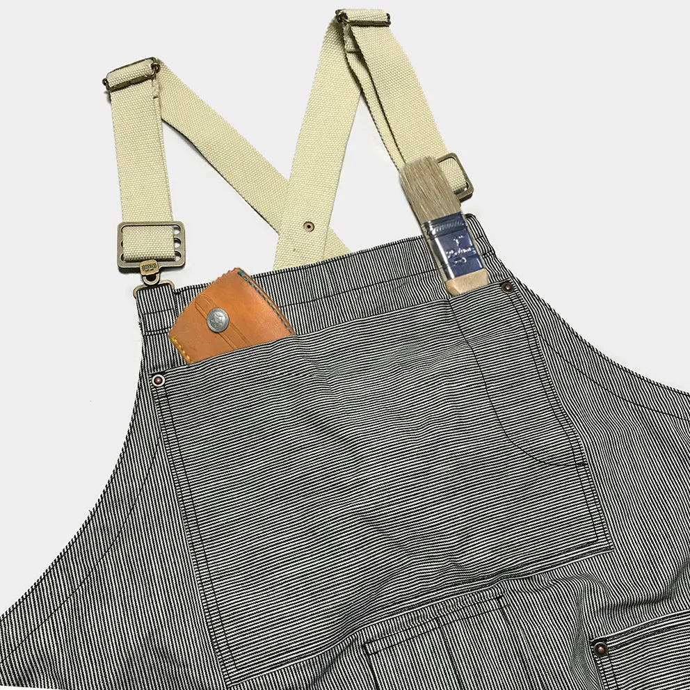 BZEN M.1099 DECKS-9P UNISEX REGULAR FIT 9 POCKET USN INSPIRED DENIM OVERALLS-11.5oz-E0 INDIGO STRIPES