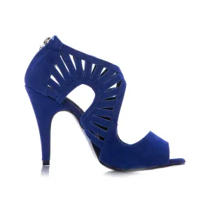 Camila - Faux Suede Open Toe Cutout Stiletto Latin Dance Shoes (Street Sole)