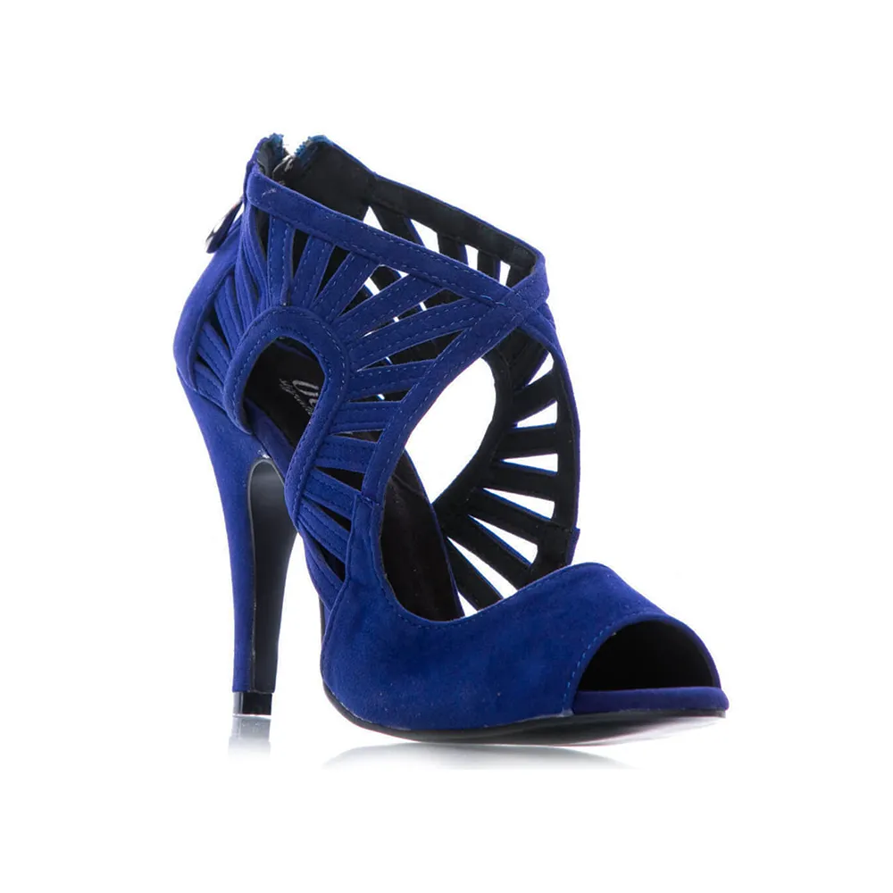 Camila - Faux Suede Open Toe Cutout Stiletto Latin Dance Shoes (Street Sole)