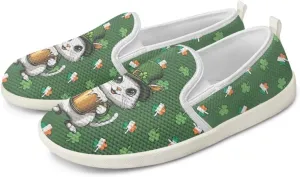 Cat Print Outdoor Shoes Fashion Work Flat Mesh Business Shoes Slip On Leisure Loafer for Women