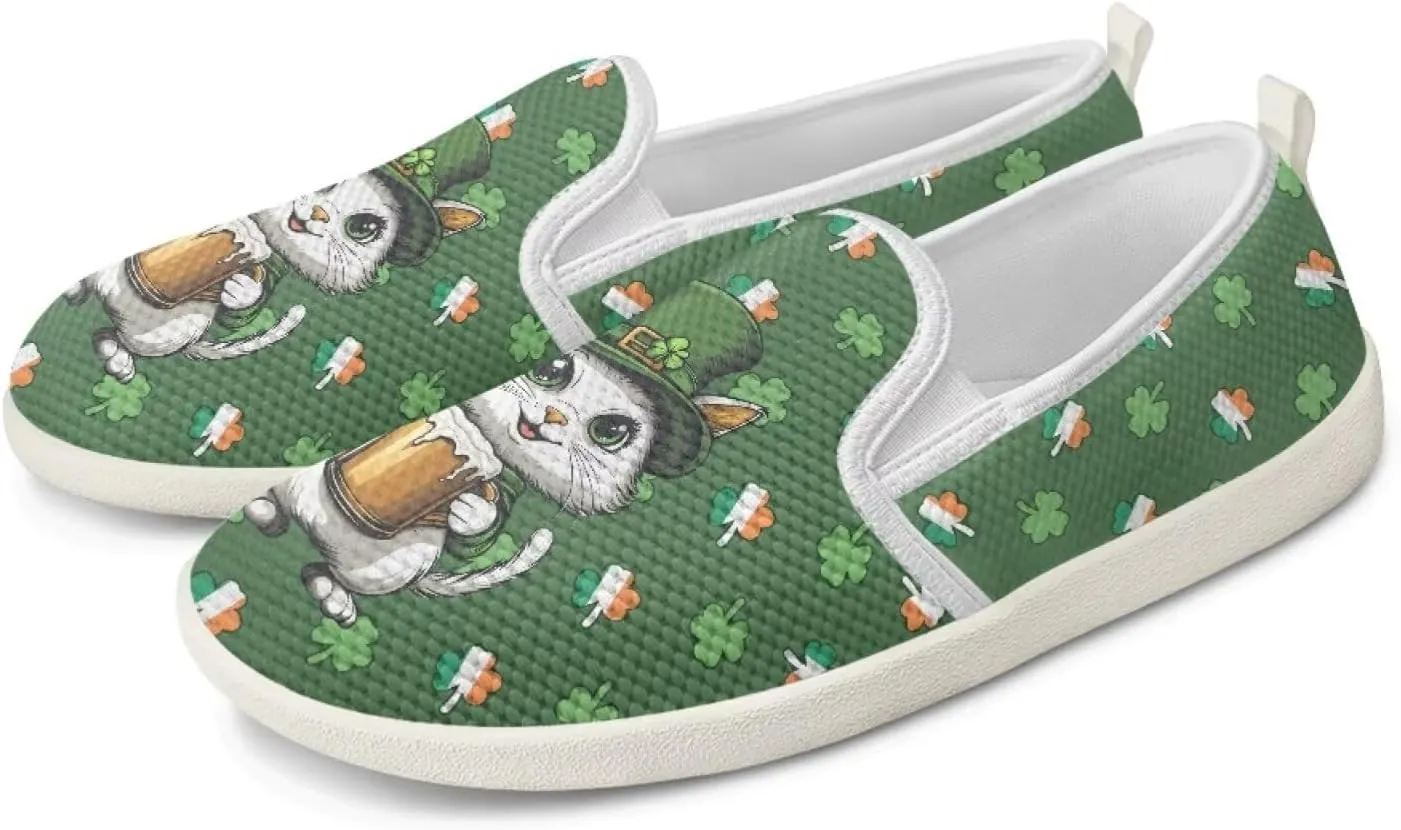 Cat Print Outdoor Shoes Fashion Work Flat Mesh Business Shoes Slip On Leisure Loafer for Women