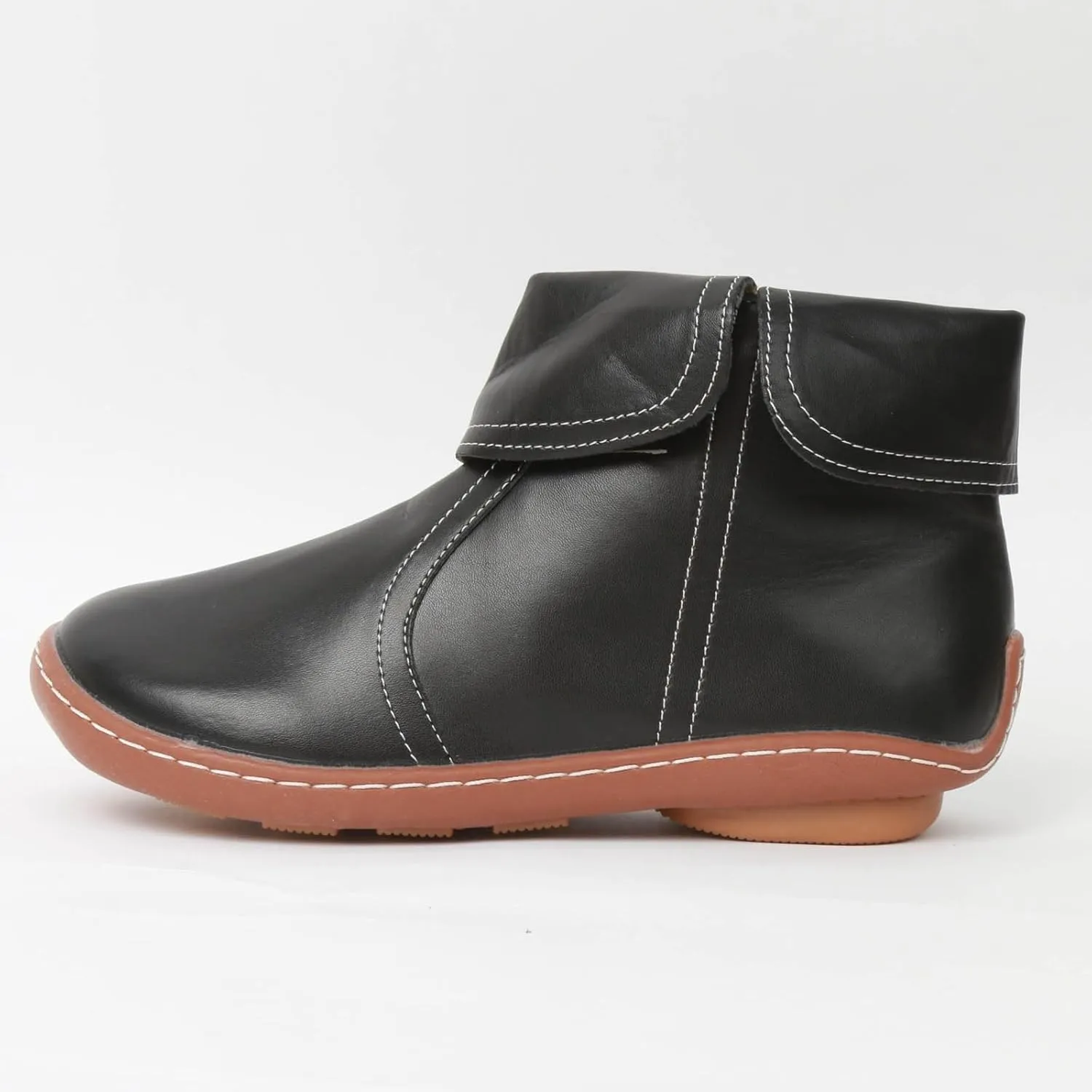 Cathalem Ankle Boots for Women, 2024 New Flat Heel Booties Arch Support Booties Side Zip-up Vintage Leather Damping Shoes