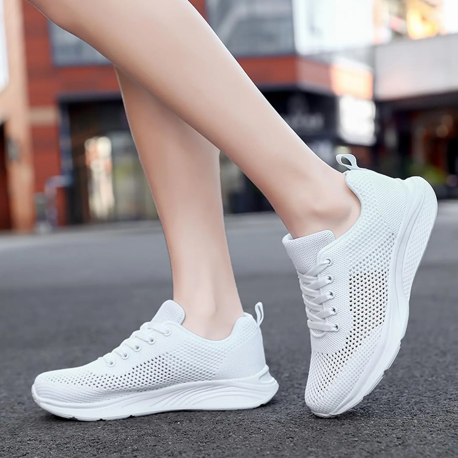 Cathalem Sneakers for Women Mesh Breathable and Comfortable Non Slip Lace Up Shoes Espadrilles Workout Gym Outdoor Shoes