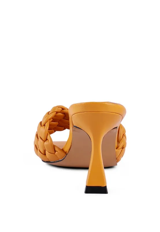 Celie Woven Strap High Heel Mule Sandals