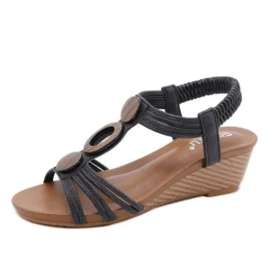Cuzcare Arch Support Sandals Women Woody Design Rhinestones Open Toe Wedge Summer Beach Trendy