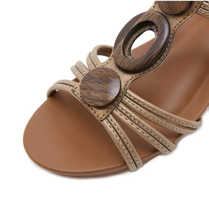 Cuzcare Arch Support Sandals Women Woody Design Rhinestones Open Toe Wedge Summer Beach Trendy