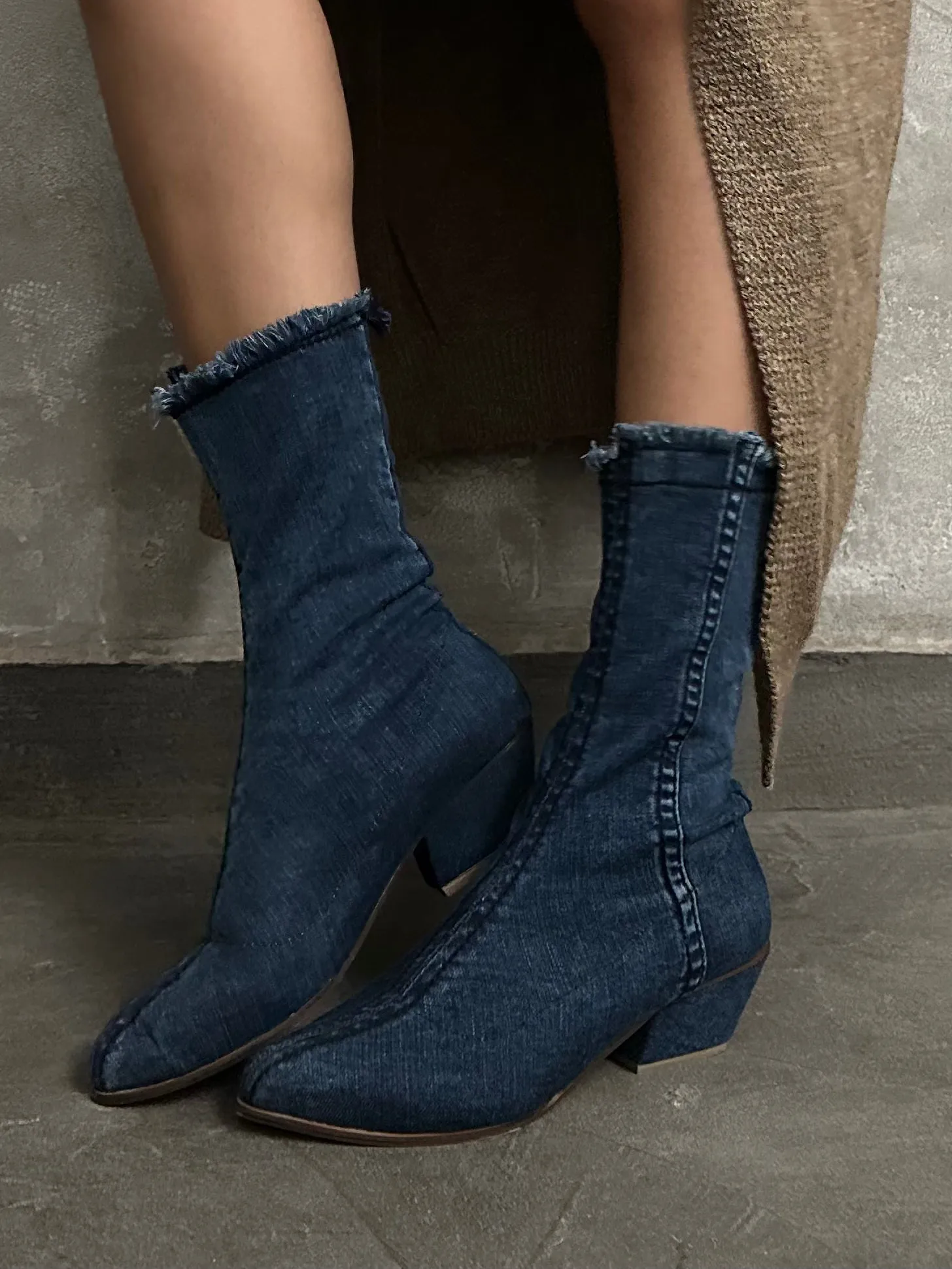 Denim Fringe Boots