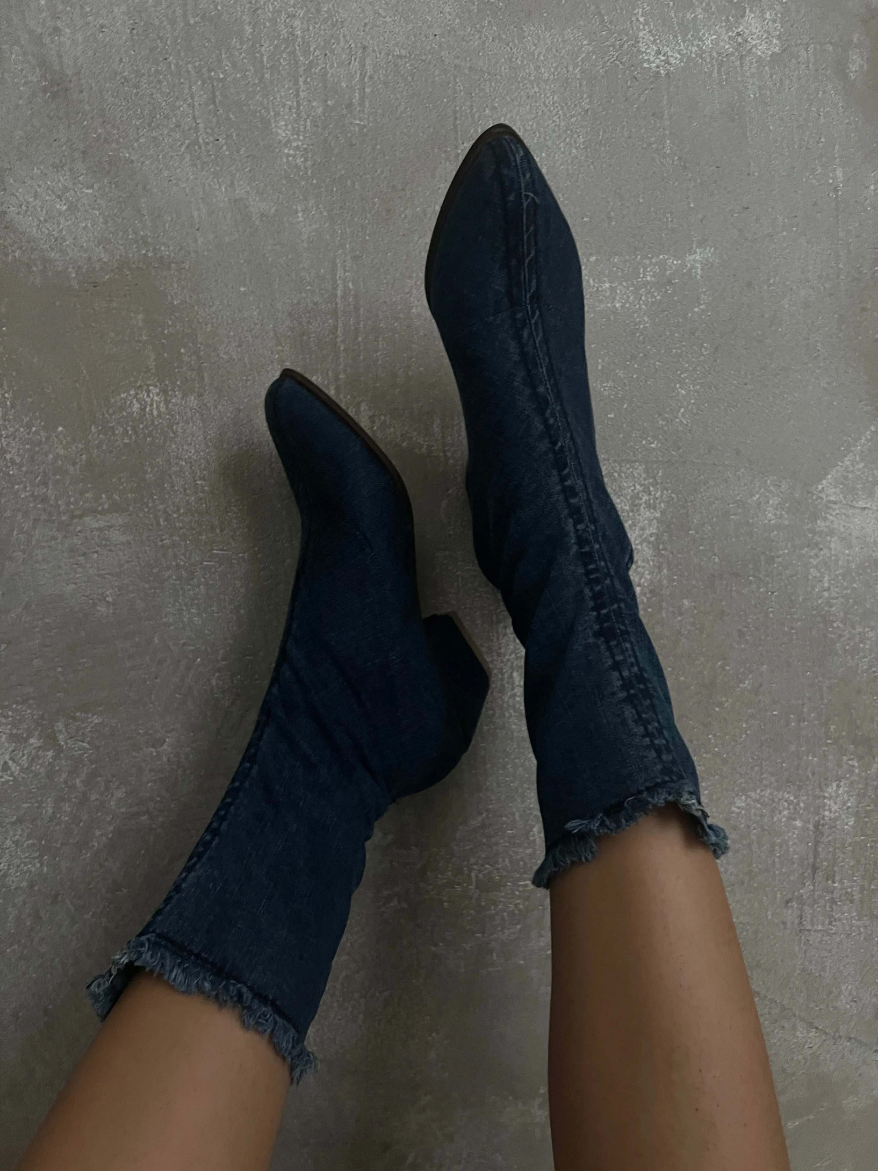 Denim Fringe Boots