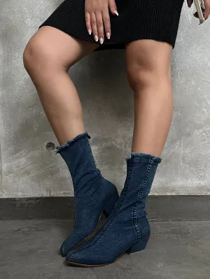 Denim Fringe Boots