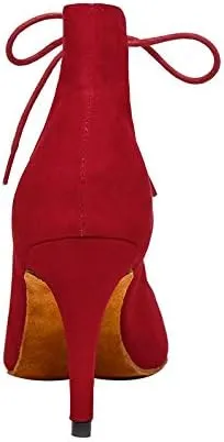 DKZSYIM Women's Latin Dance Shoes,Lace-up Salsa Party Wedding Ankle Boot Sandals,Model YCL361