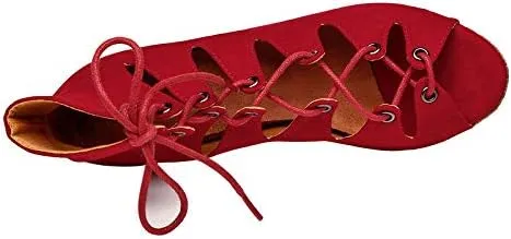 DKZSYIM Women's Latin Dance Shoes,Lace-up Salsa Party Wedding Ankle Boot Sandals,Model YCL361