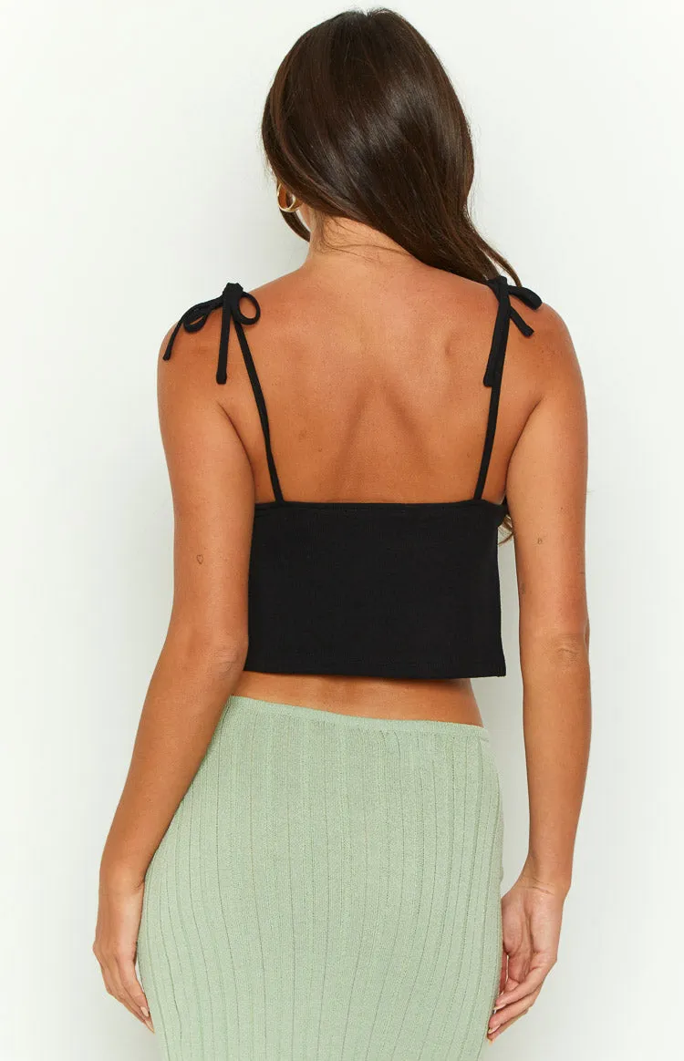 Esse Black Side Split Crop Top