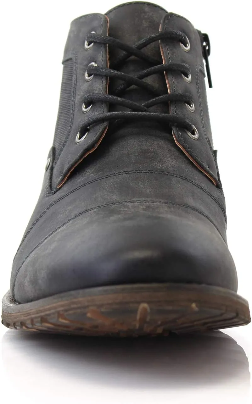 Ferro Aldo Blaine MFA806035 Mens Casual Brogue Mid-Top Lace-Up and Zipper Boots??