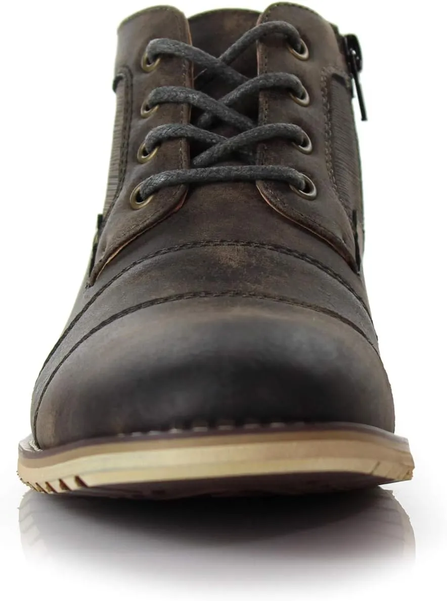 Ferro Aldo Blaine MFA806035 Mens Casual Brogue Mid-Top Lace-Up and Zipper Boots??