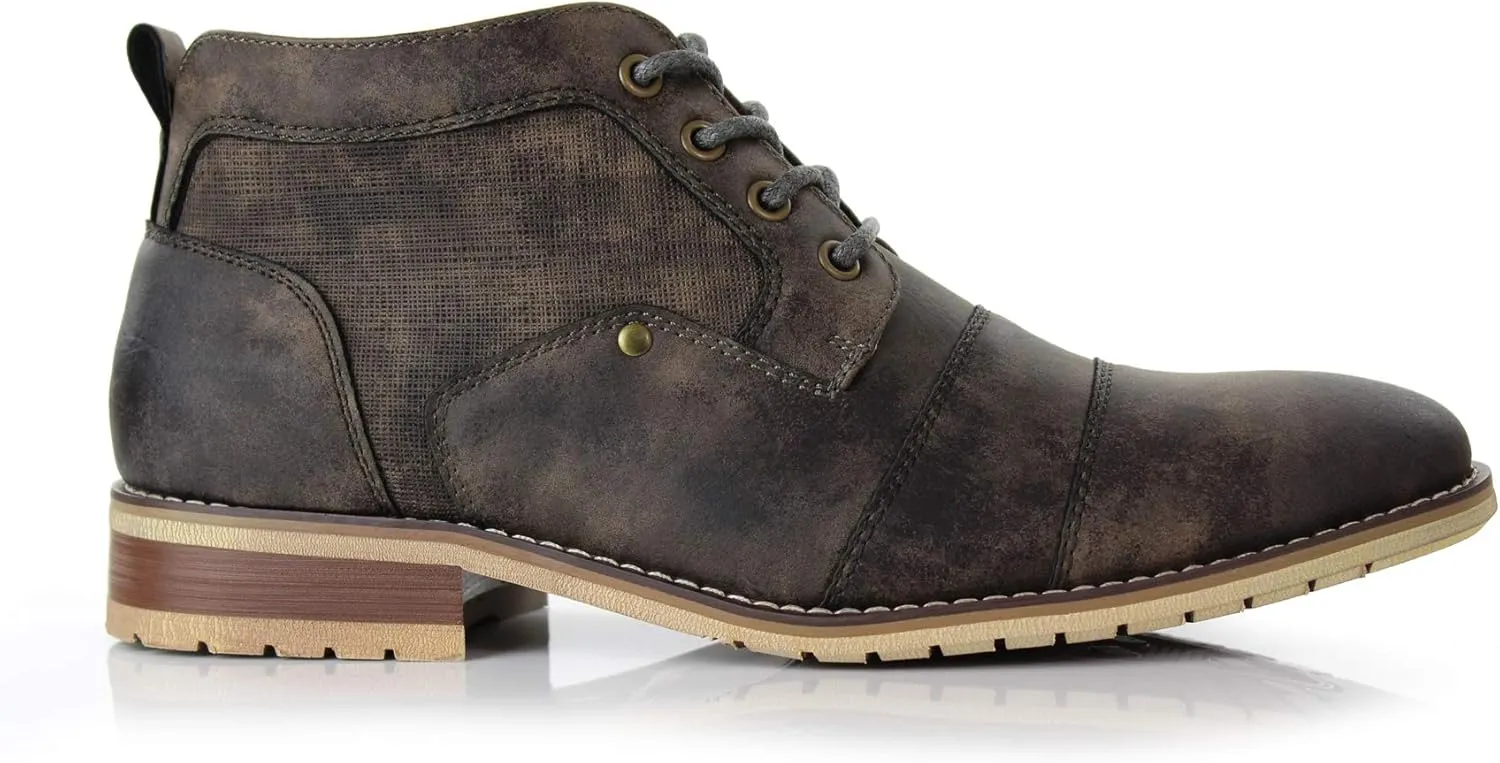Ferro Aldo Blaine MFA806035 Mens Casual Brogue Mid-Top Lace-Up and Zipper Boots??