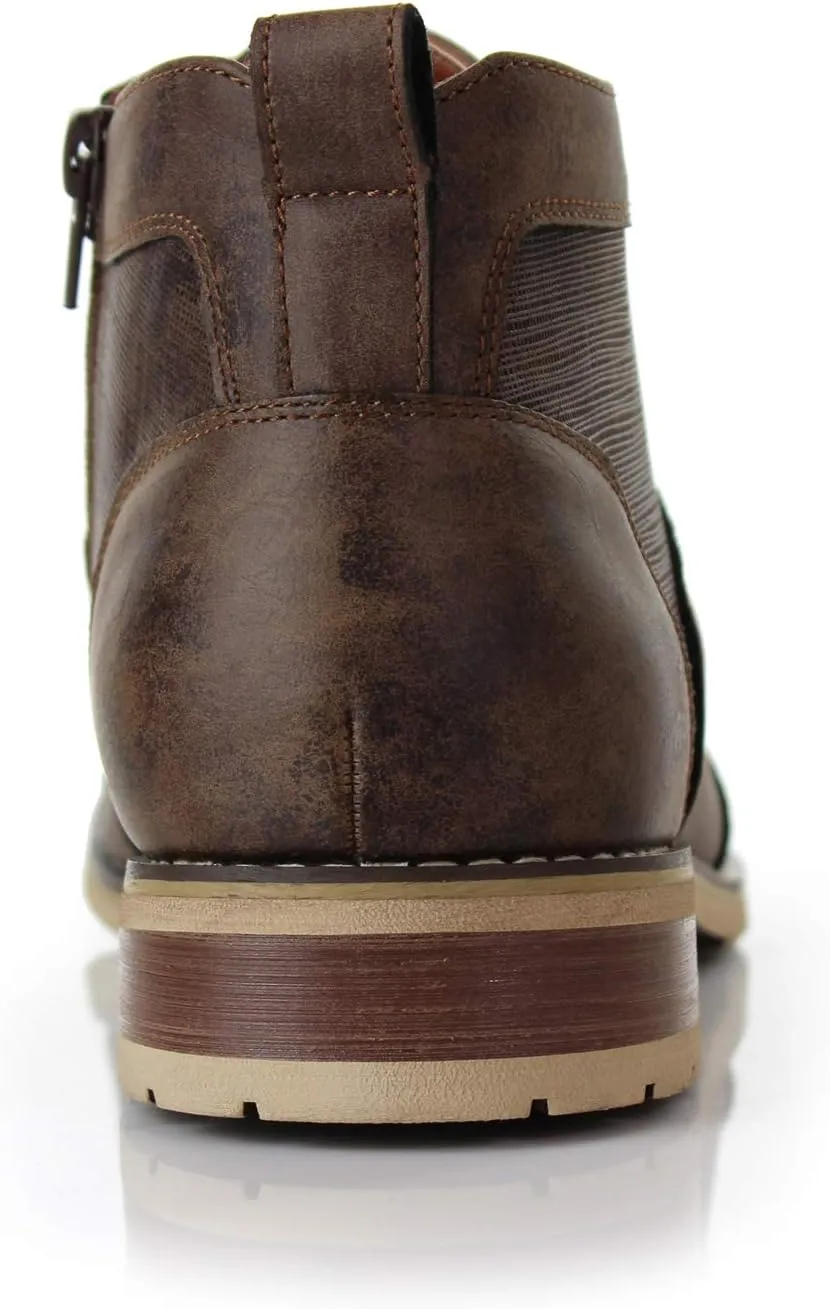 Ferro Aldo Blaine MFA806035 Mens Casual Brogue Mid-Top Lace-Up and Zipper Boots??