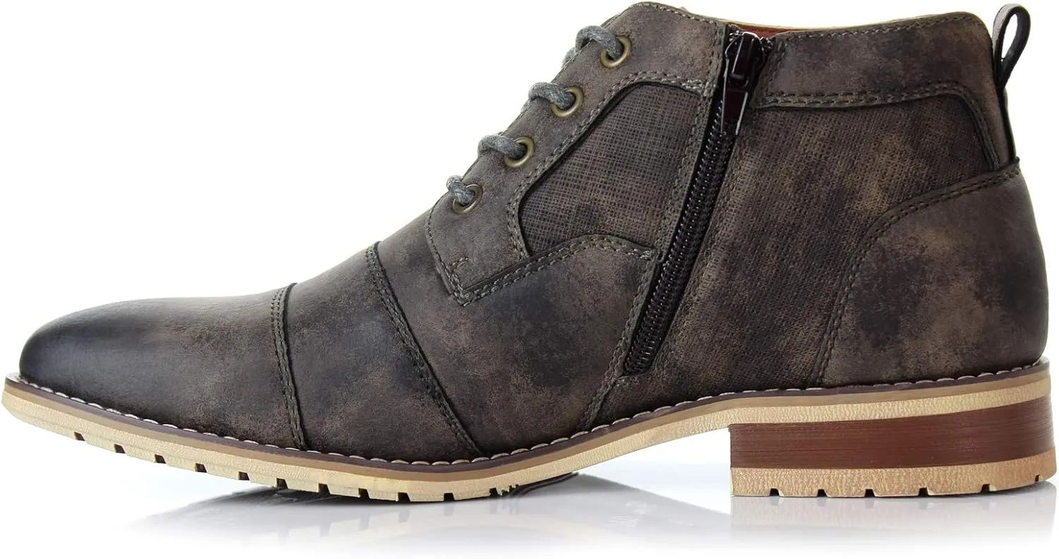 Ferro Aldo Blaine MFA806035 Mens Casual Brogue Mid-Top Lace-Up and Zipper Boots??