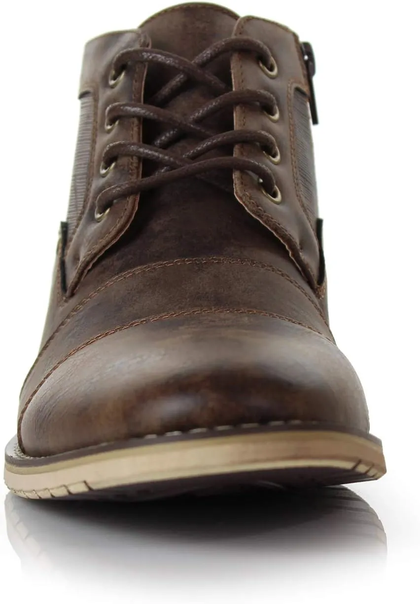Ferro Aldo Blaine MFA806035 Mens Casual Brogue Mid-Top Lace-Up and Zipper Boots??