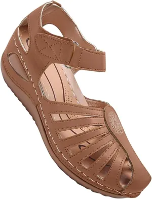 FFMA Closed Toe Sandals Hollow Out Wedge Sandals Women Dressy Summer Orthopedic Sandals Ankle Snap Buckle Platform Sandals Beach Outdoor Walking Shoes