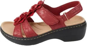 FFMA Sandals for Women Summer Flower Sandals Walking Sandals Leather Flower Vintage Casual Soft Footbed Orthopedic Arch-Support Sandals