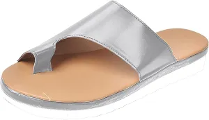 FFMA Sandals Women Summer Orthopedic Sandals Open Toe Leather Flat Sole Sandal Bonnie Shoes Casual Corrector Sandals for Summer Outdoor Hiking Walking Beach Sandals,White,EU35/US4.5