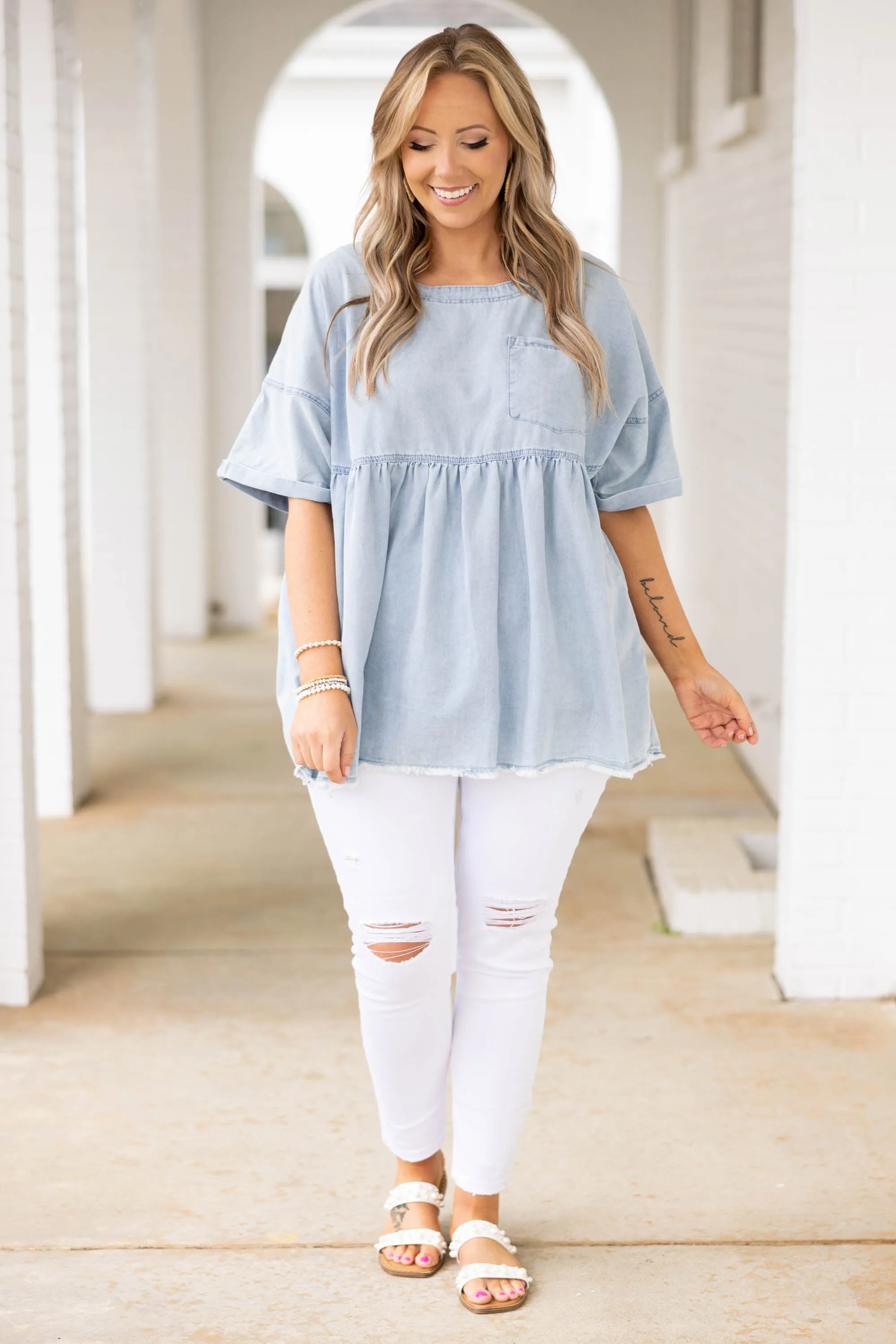 Find Your Center Top, Denim