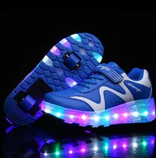 Flashing roller skates
