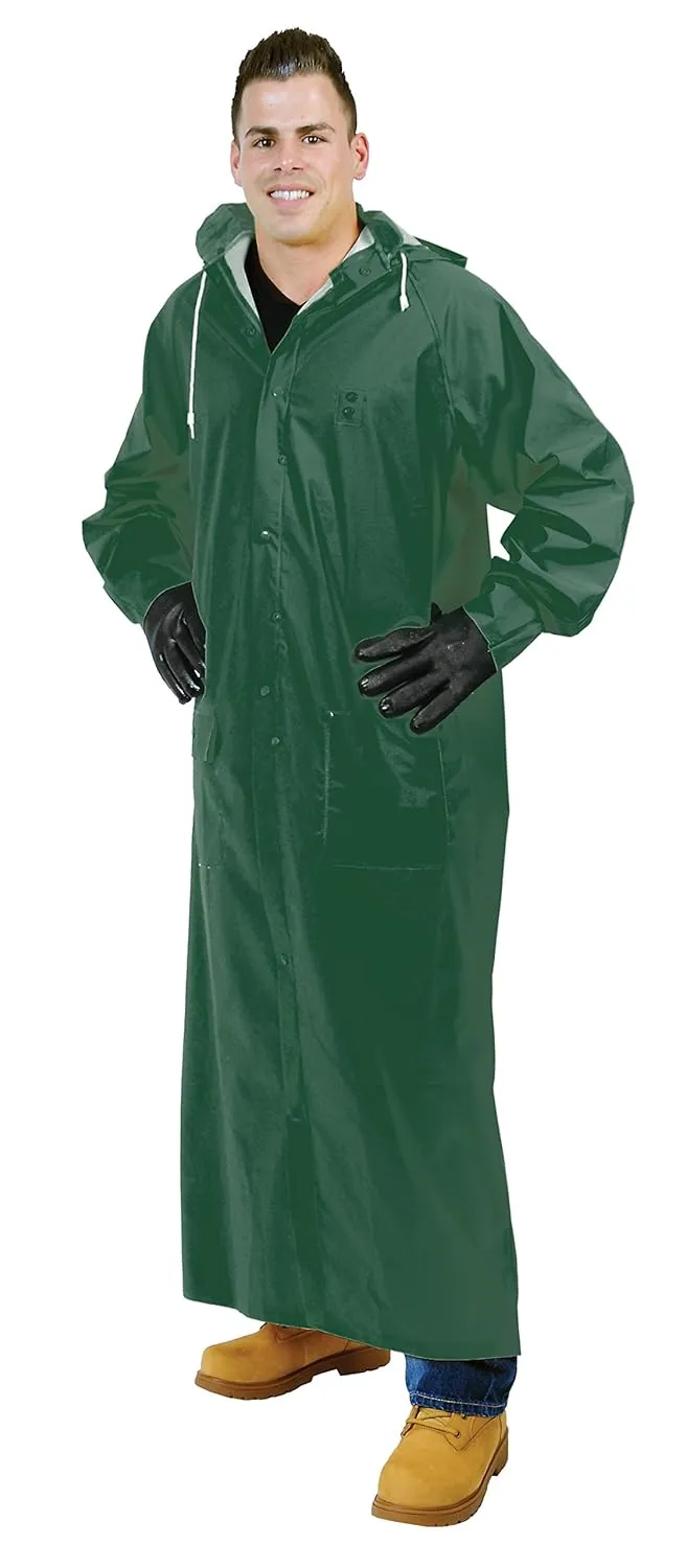 Galeton 12560-XXXL-GR Repel Rainwear 0.35 mm PVC 60" Raincoat for More Coverage, 3XL, Green