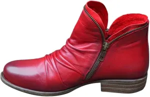 Gibobby Ankle Boots for Women Low Heel Boots Pointed Toe Stacked Mid Heel Ankle Boots V Cut Back Zipper Booties