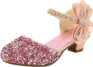 Girls Low Heel Sparkly Dress Shoes Mary Jane Flower Girls Wedding Birthday Pary Dress Shoes Big Girls Sandals Size 3