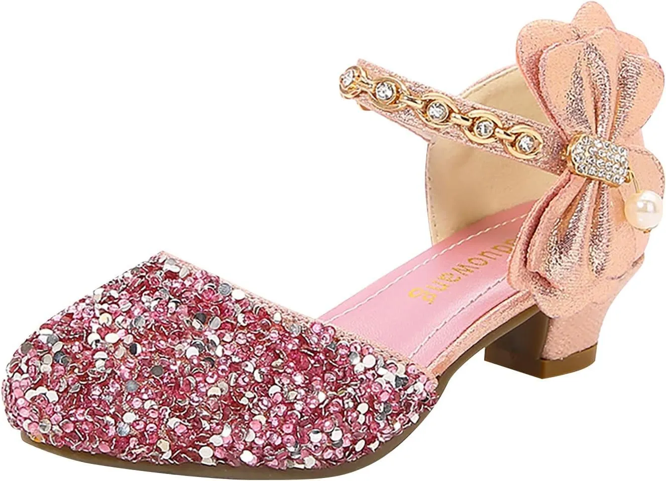 Girls Low Heel Sparkly Dress Shoes Mary Jane Flower Girls Wedding Birthday Pary Dress Shoes Big Girls Sandals Size 3