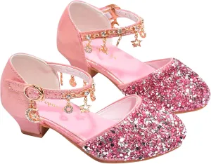 Girls Low Heeled Dress Shoes Rhinestone Bows Low Heel Princess Flower Wedding Party For Toddler Little Kid Kid Slider