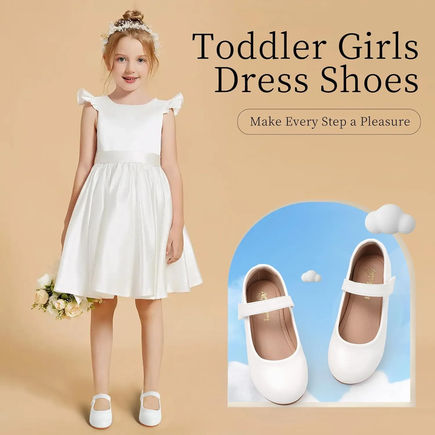 Girls Mary Jane Dress Shoes Toddler Flower Girls Casual Slip on Ballet Flats School Wedding Party Church Shoes