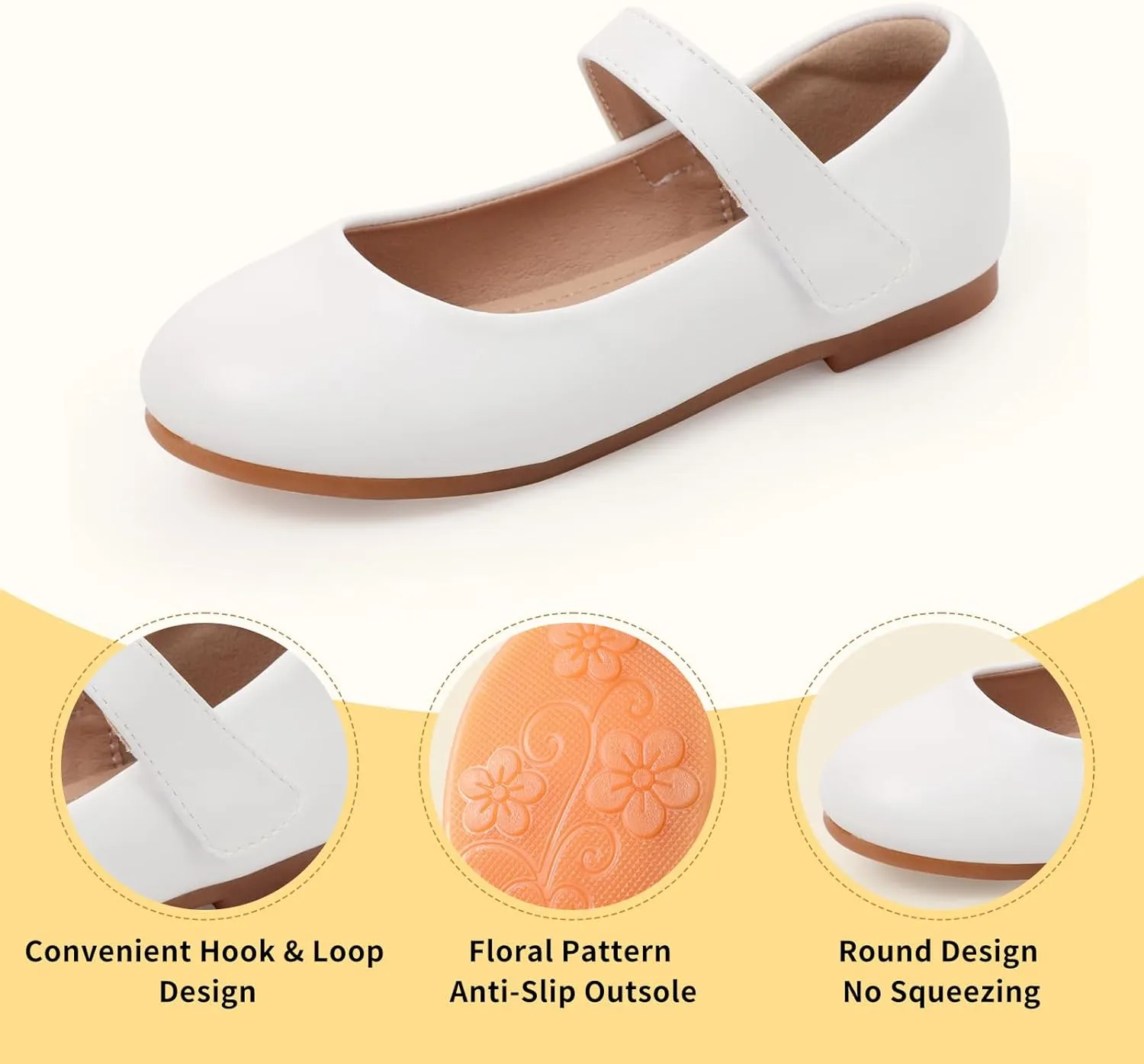 Girls Mary Jane Dress Shoes Toddler Flower Girls Casual Slip on Ballet Flats School Wedding Party Church Shoes