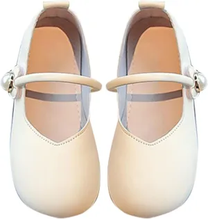 Girls Wedding Flat Solid Flower Mary Jane Dress Shoes Square Toe Ballet Soft Sole Slip On Flat for Part School