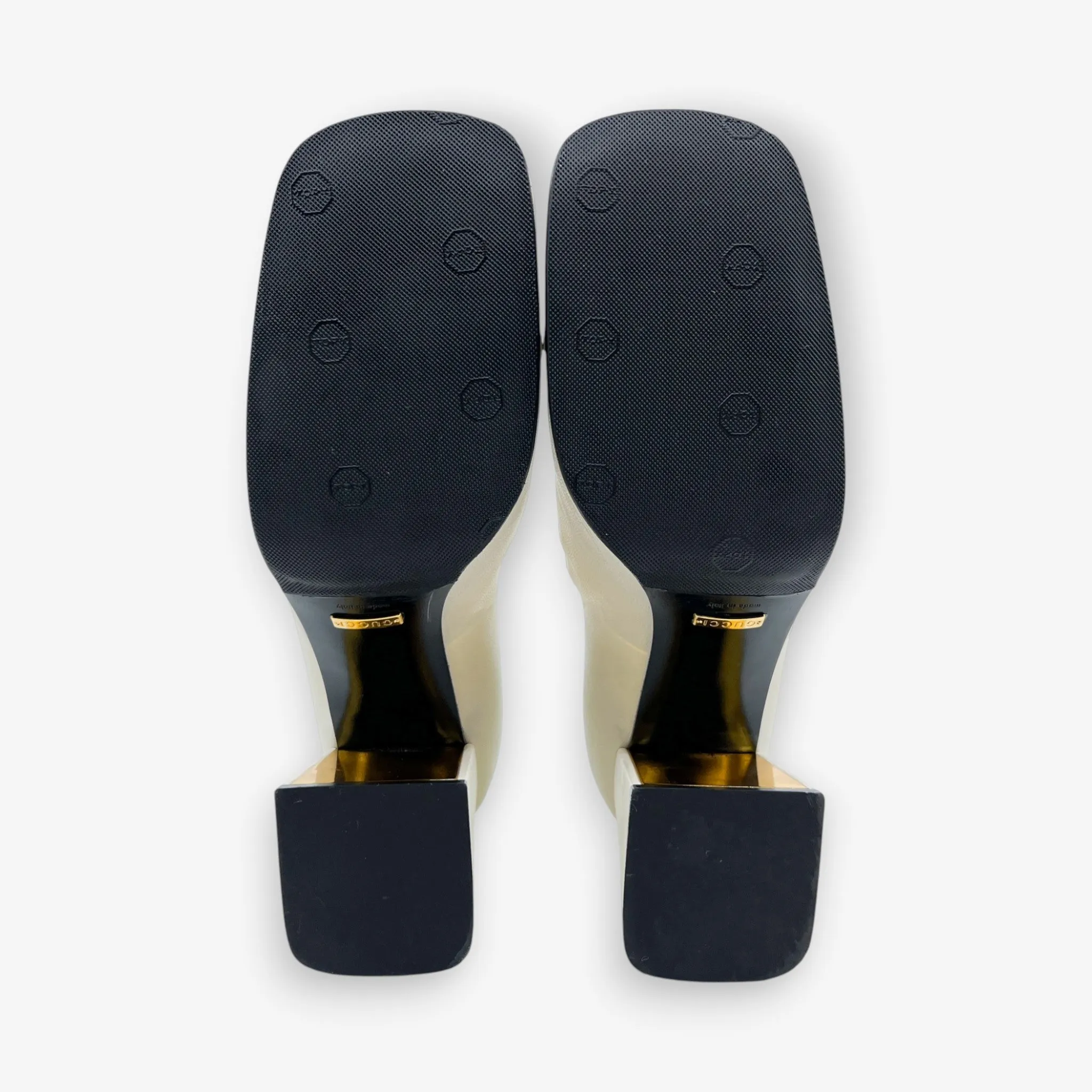 Gucci Off White Leather Horsebit Mid Heel Pumps Shoes EU37.5 ~ AU7