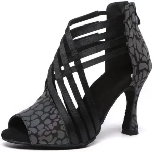 HROYL Women Latin Dance Shoes Salsa Ballroom Ankle Dance Boots,Model YCL569