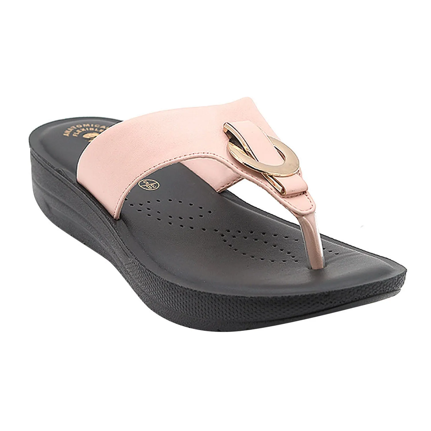 Inblu Women Nude Pink Thong Style Sandal with Embelished Upper (CR08_N.PINK)