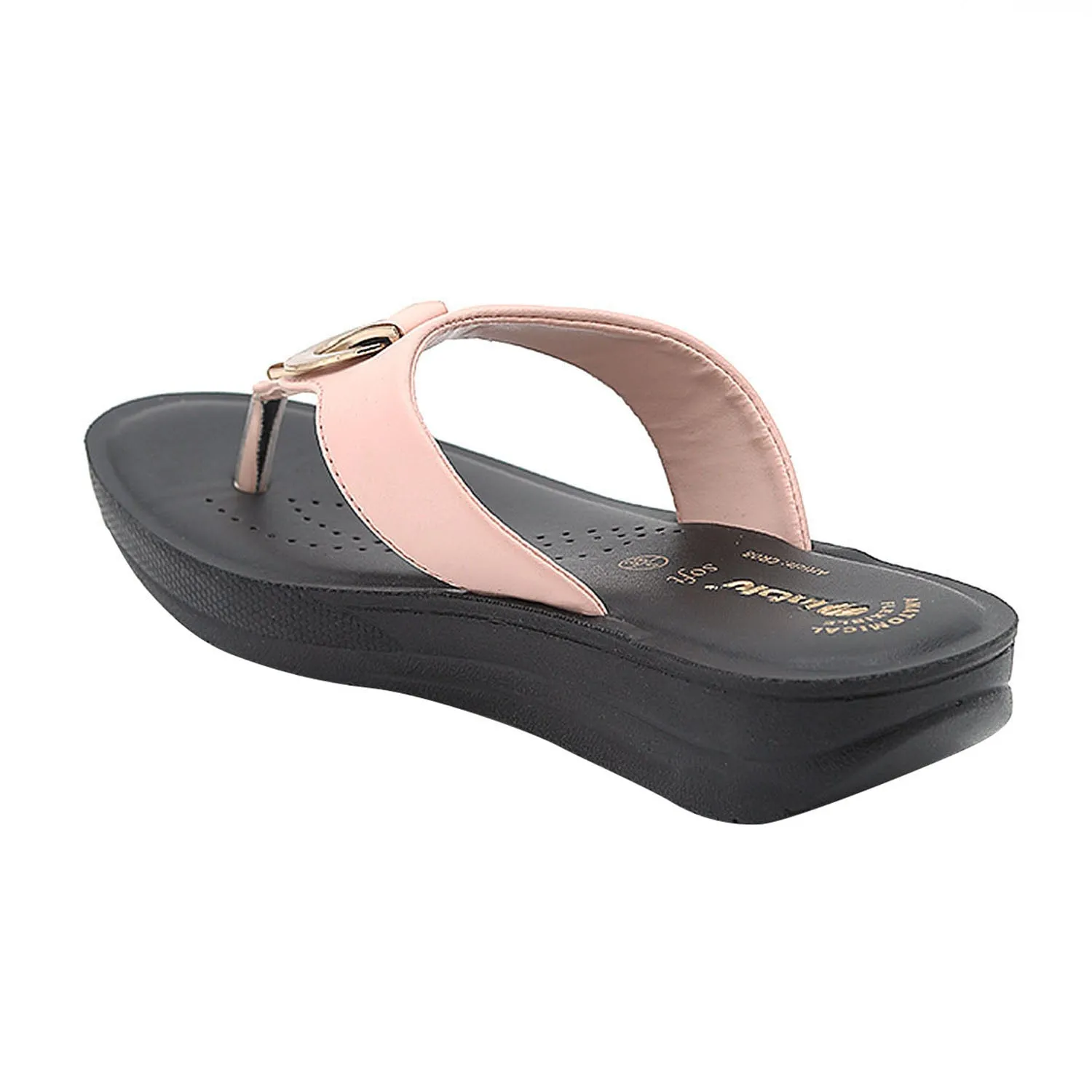 Inblu Women Nude Pink Thong Style Sandal with Embelished Upper (CR08_N.PINK)