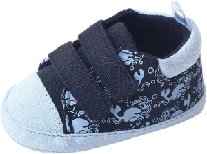 Infant Toddler Canvas Prewalker Lightweight Flat Bottom Walking Shoes Boys Girls Double Strap Sports Sneakers