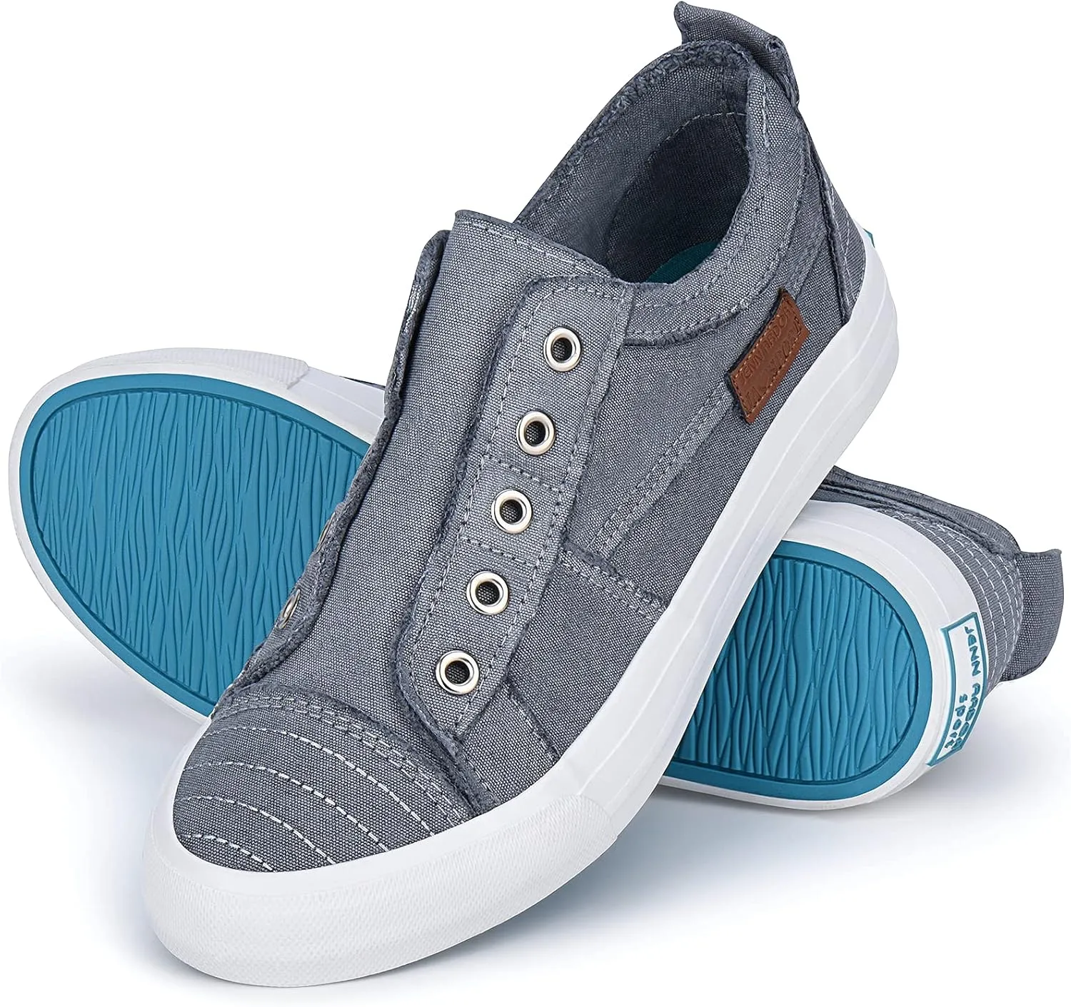 JENN ARDOR Womens Slip On Fashion Sneakers No Laces Comfortable Casual Low Canvas Sneakers Flats Walking Shoes