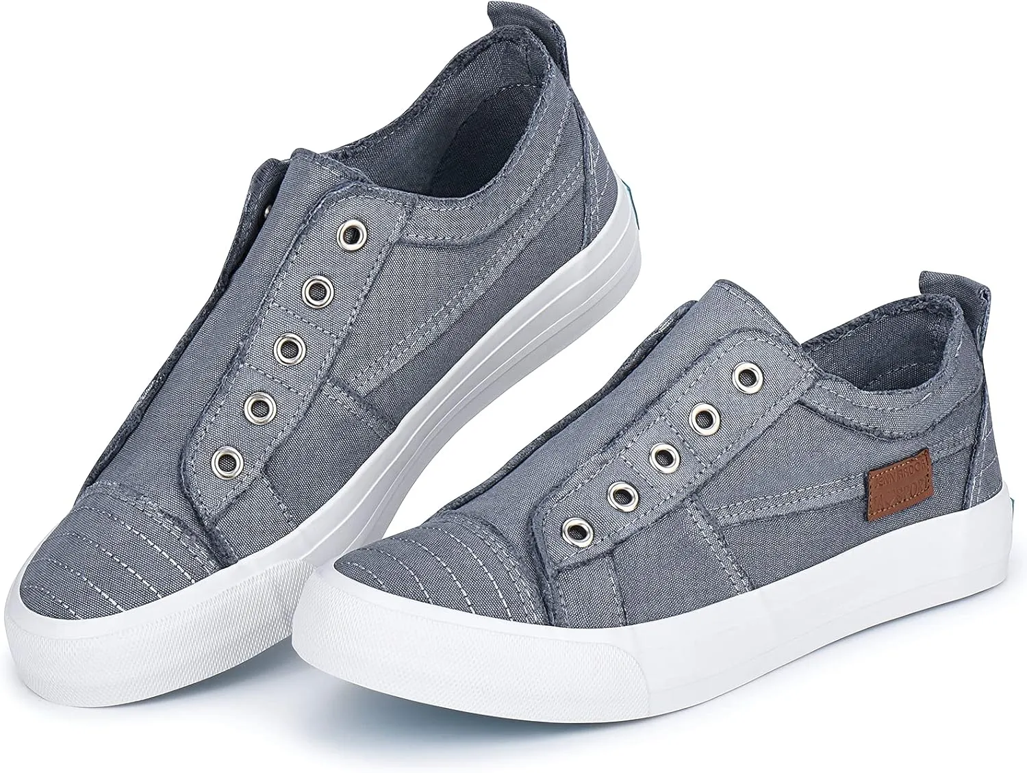 JENN ARDOR Womens Slip On Fashion Sneakers No Laces Comfortable Casual Low Canvas Sneakers Flats Walking Shoes